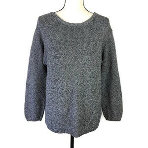J Jill Marled Gray Knit Sweater Long Sleeve Chunky Womens Large Notched Hem
